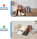 2-Tier Adjustable Freestanding Shoe Rack, Slide-N-Adjust, Chrome Finish