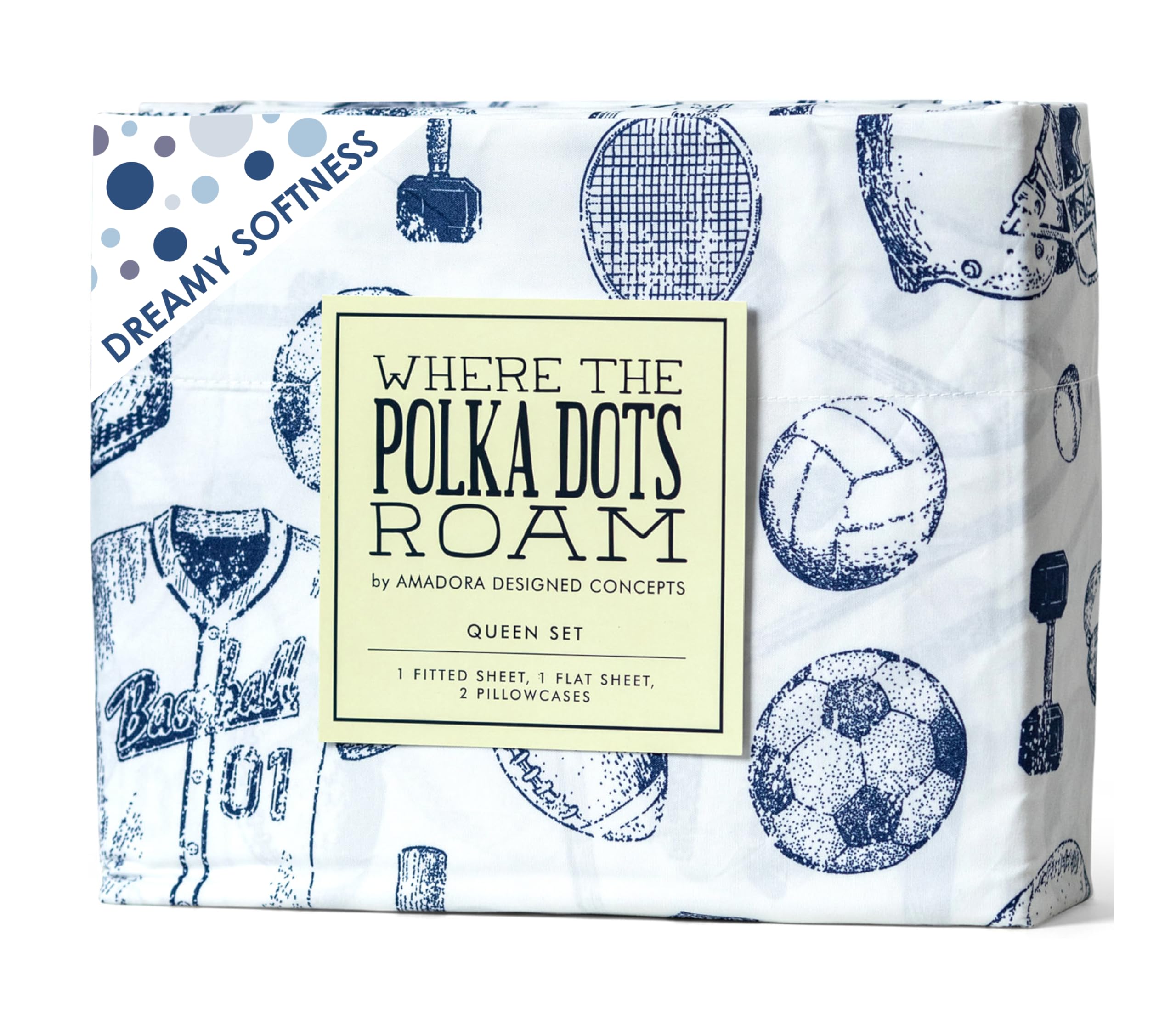 Kids Sports Bedding Set Full Size, Super Soft Baseball, Football, Soccer Themed Bedsheets For Teens And Children, Wrinkle Resist