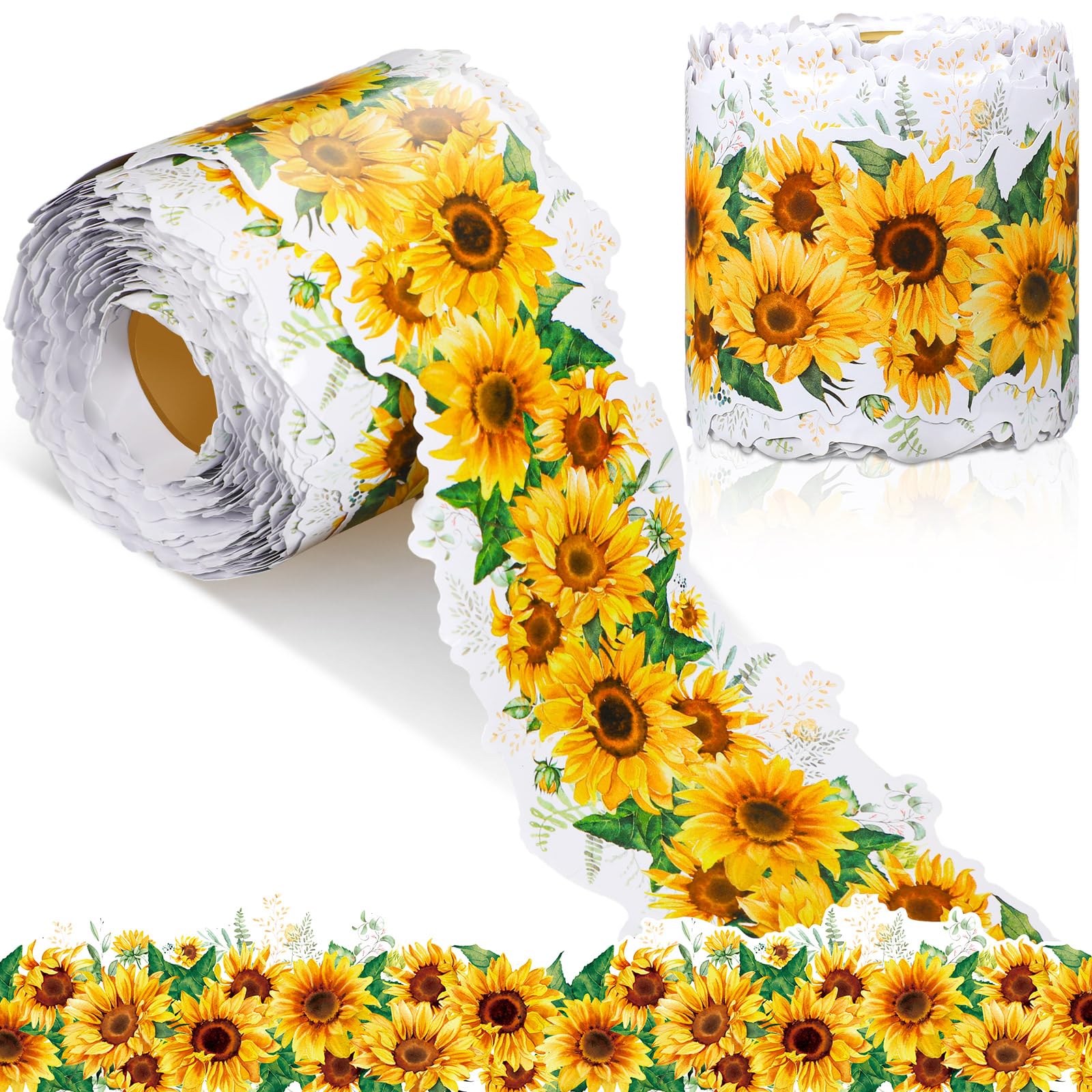 Spiareal 68.9 Feet Sunflower Border Bulletin Board Border Flower Beach Sun Eucalyptus Paw Flag Hat Balloon Sailboat For Classroo