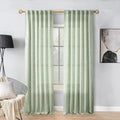 Meetbily 105 Inch Curtains Sage Green Linen Drapes For Living Room Semi Sheer Lightweight Airy Fabric Contemporary Decorative Li