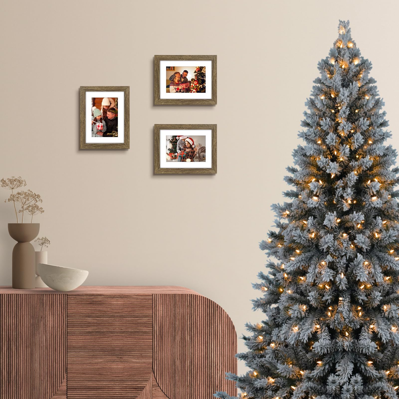 Auear, 6X8 Picture Frames Set Of 6, With Mat For 4X6 Or 6X8 Without Mat, Composite Wood Gallery Photo Frames With Plexiglass, Wa