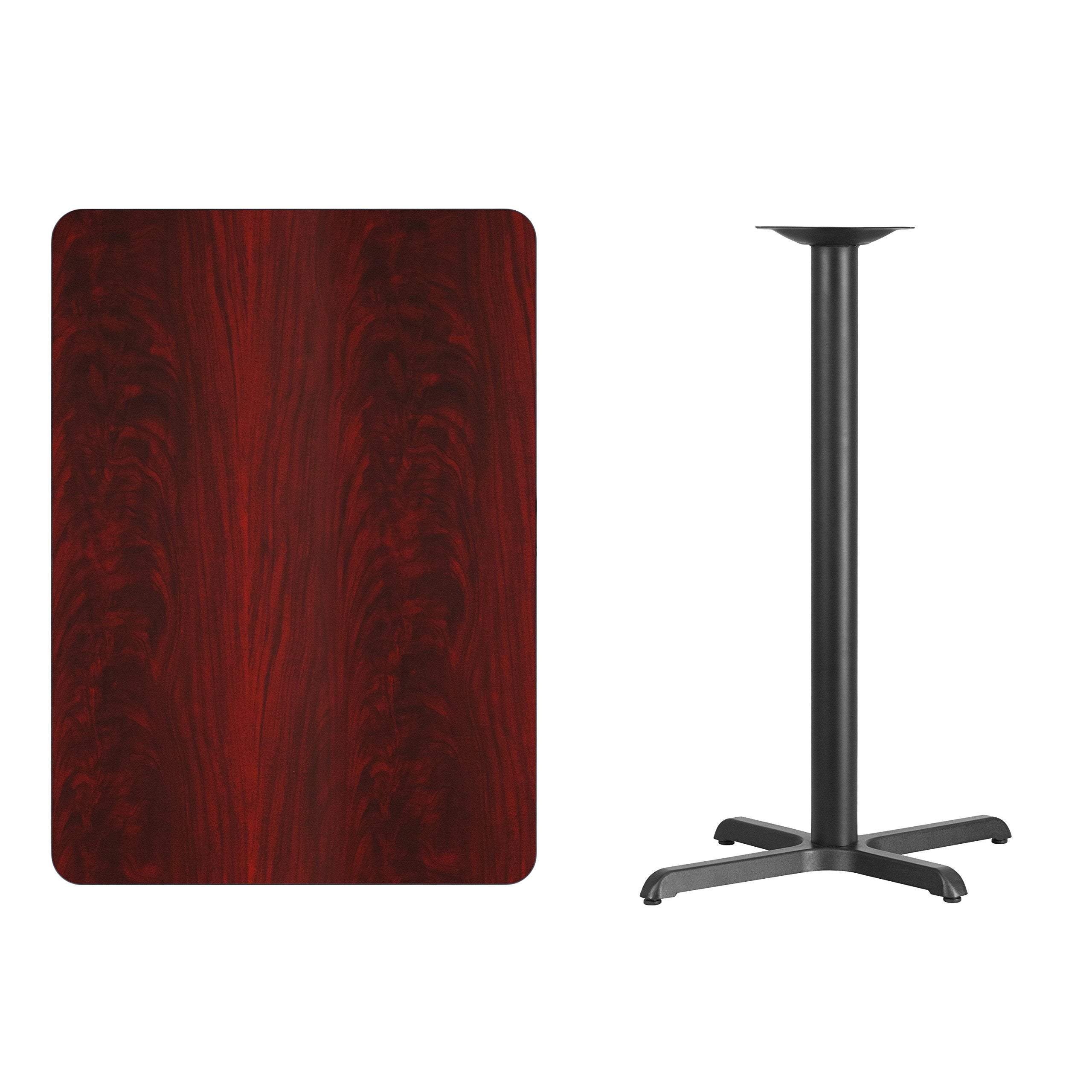 Flash Furniture 30'' x 42'' Rectangular Mahogany Laminate Table Top with 23.5'' x 29.5'' Bar Height Table Base