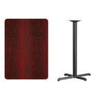 Flash Furniture 30'' x 42'' Rectangular Mahogany Laminate Table Top with 23.5'' x 29.5'' Bar Height Table Base