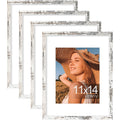 Vittanly 11x14 Picture Frames Set of 4, Display Pictures 8x10 with Mat or 11x14 without Mat, Engineered Wood with HD Plexiglass,