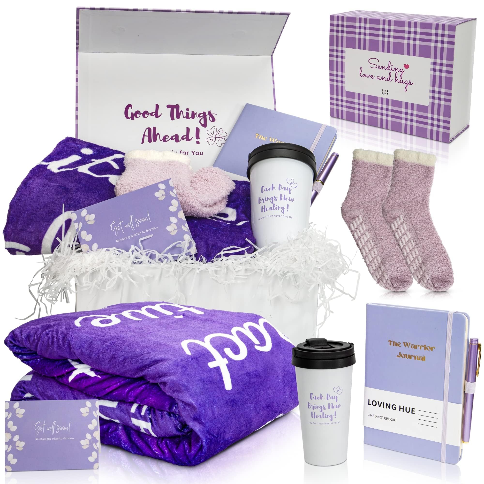 Loving Hue Chemo Care Package for Women, Cancer Care Packages for Women Purple, Gifts for Cancer Patients, Get Well Soon Gift Ba
