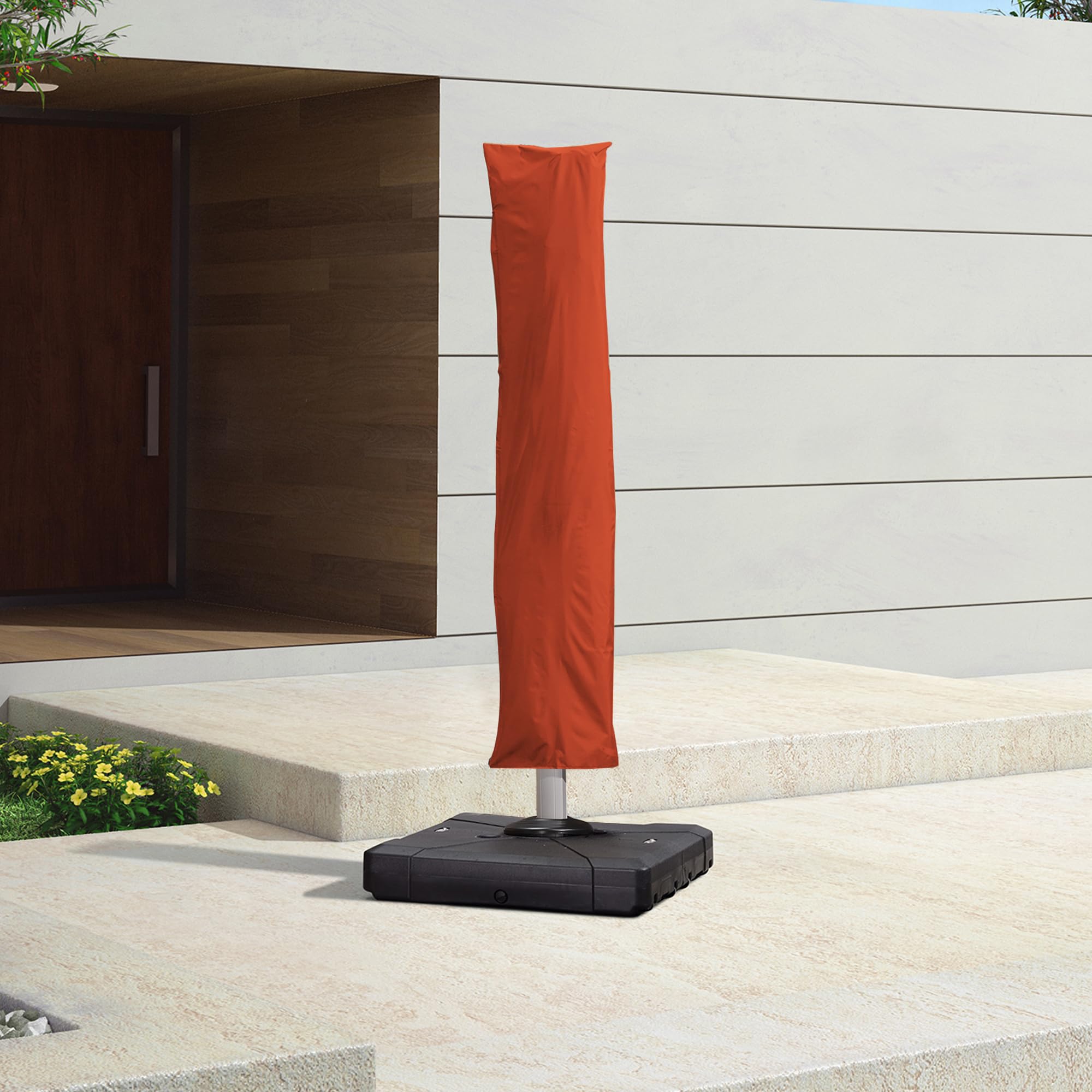 Purple Leaf Patio Umbrella Cover Outdoor Offset Cantilever Umbrella Cover With Zipper,Uv Resistant And Rod, S Size Brick Red