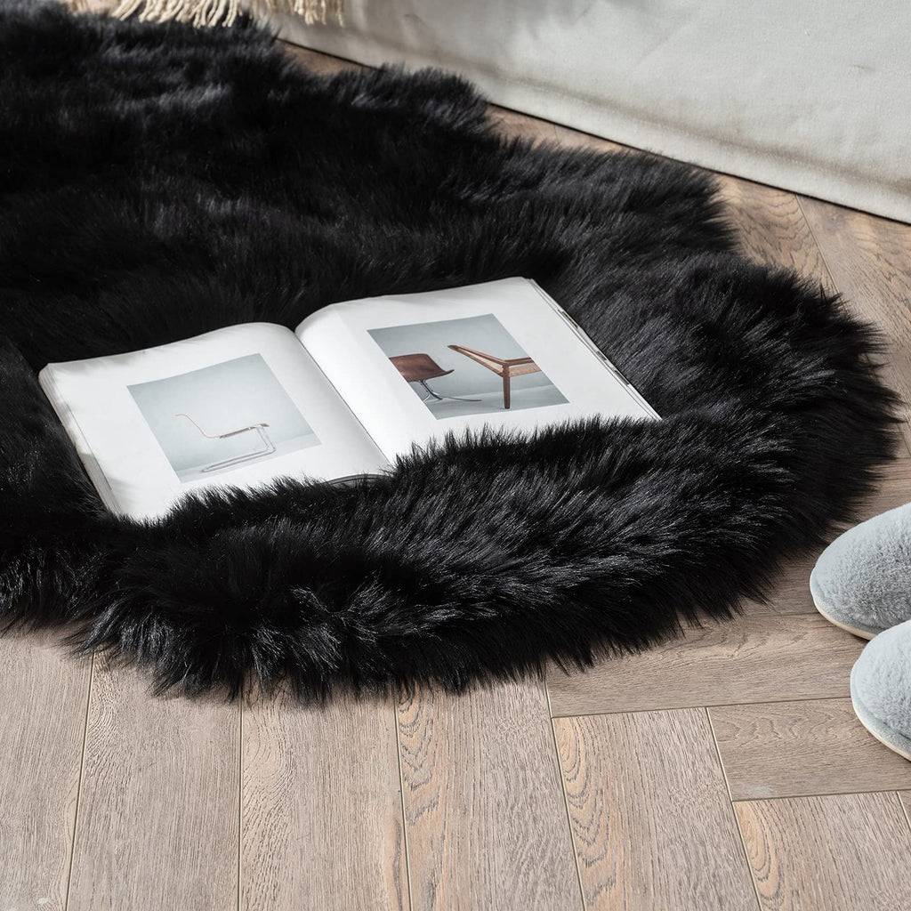 Miulee Luxury Super Soft Fluffy Area Rug Faux Fur Sheepskin Rug Decorative Plush Shaggy Carpet For Bedside Sofa Floor Nursery Ha