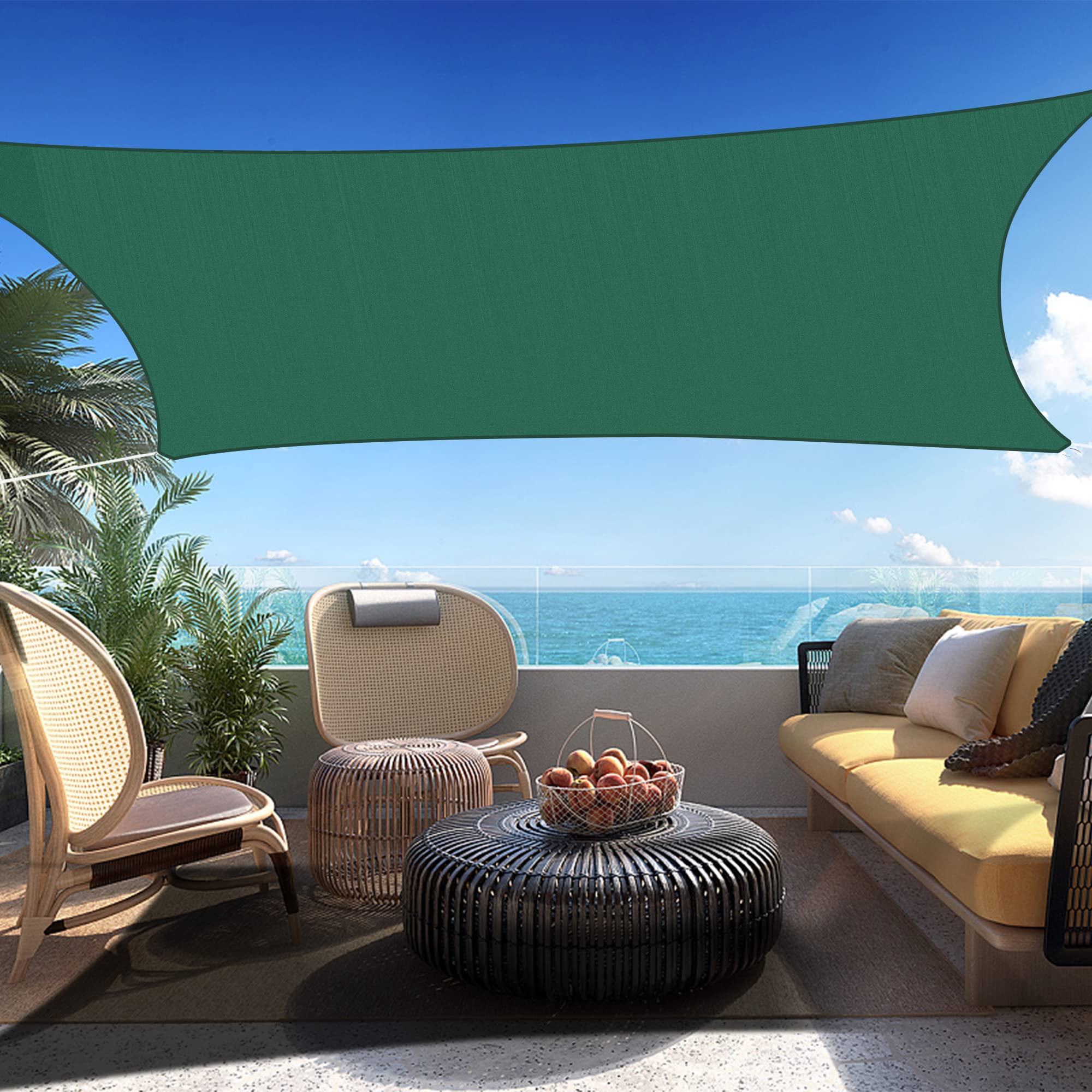 Shadespeare Custom Size 20' X 21' Green Rectangle Sun Shade Sail Ssp1620 Canopy Durable Fabric Uv Block Awning, We Make Custom S