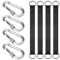 Isusser 4 Pcs Black Tree Swing Straps Hanging Kit With 4 Carabiners, 24Cm / 9.4Inches Length Tree Swing Hanging Kit Holds 220 Lb