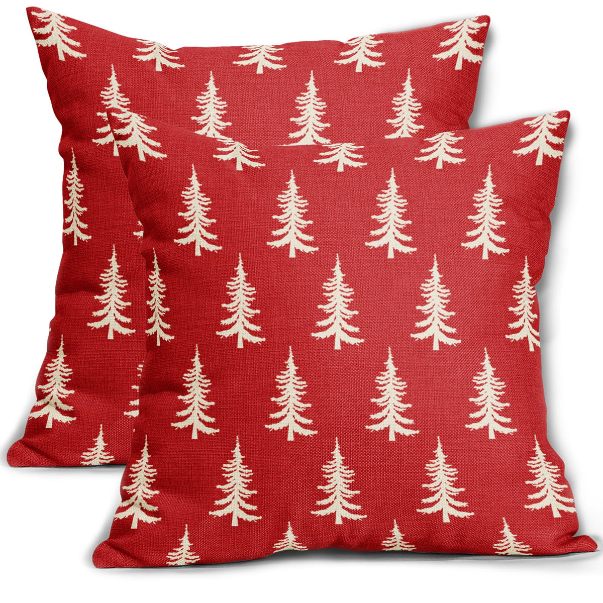 Aytipun Christmas Pillow Covers 20X20 Set Of 2 Red Xmas Tree Rustic Style Winter Print Decorative Outdoor Pillowcases Farmhouse