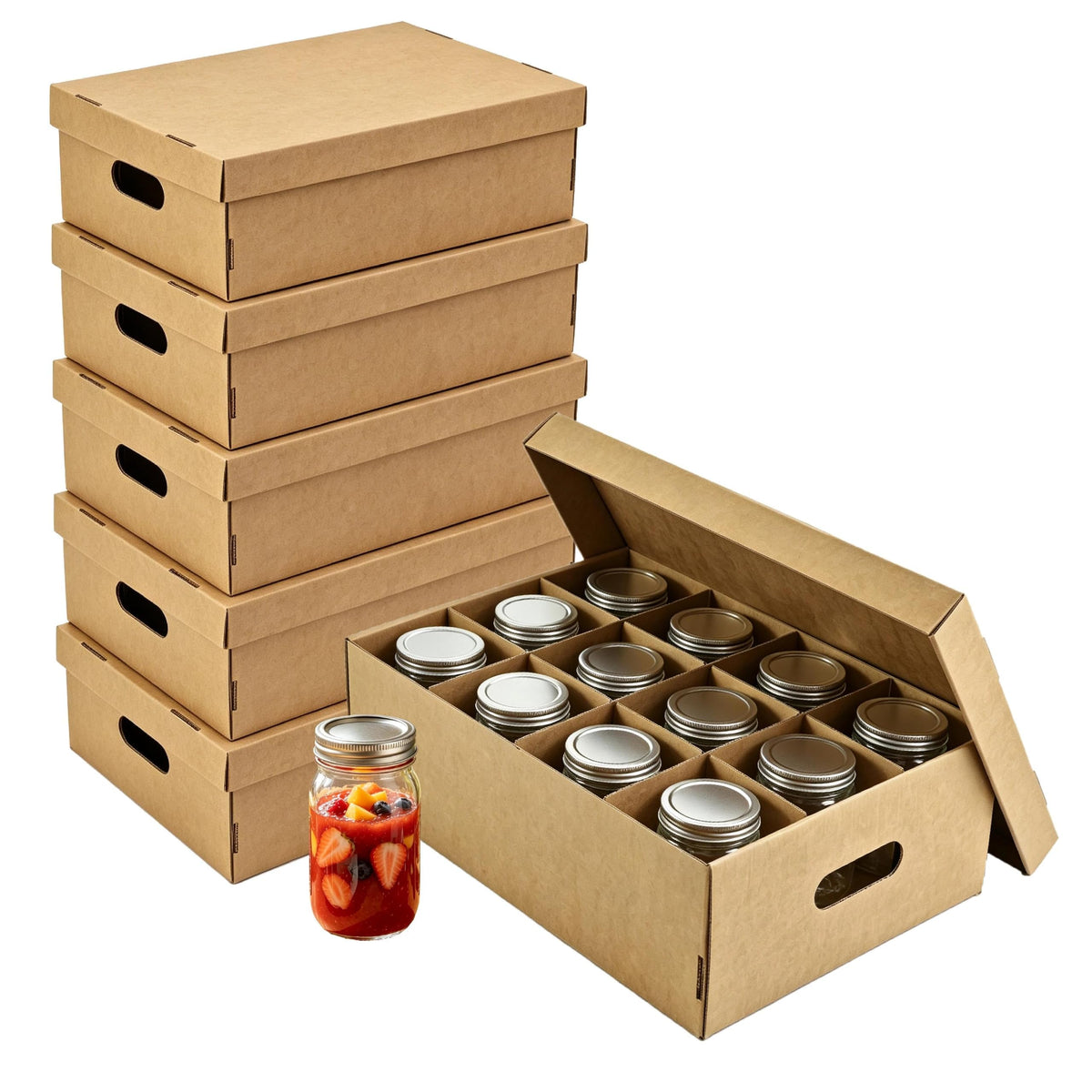 6 Pack Mason Jar Storage Boxes for 16 oz Regular & Wide Mouth Mason Jars