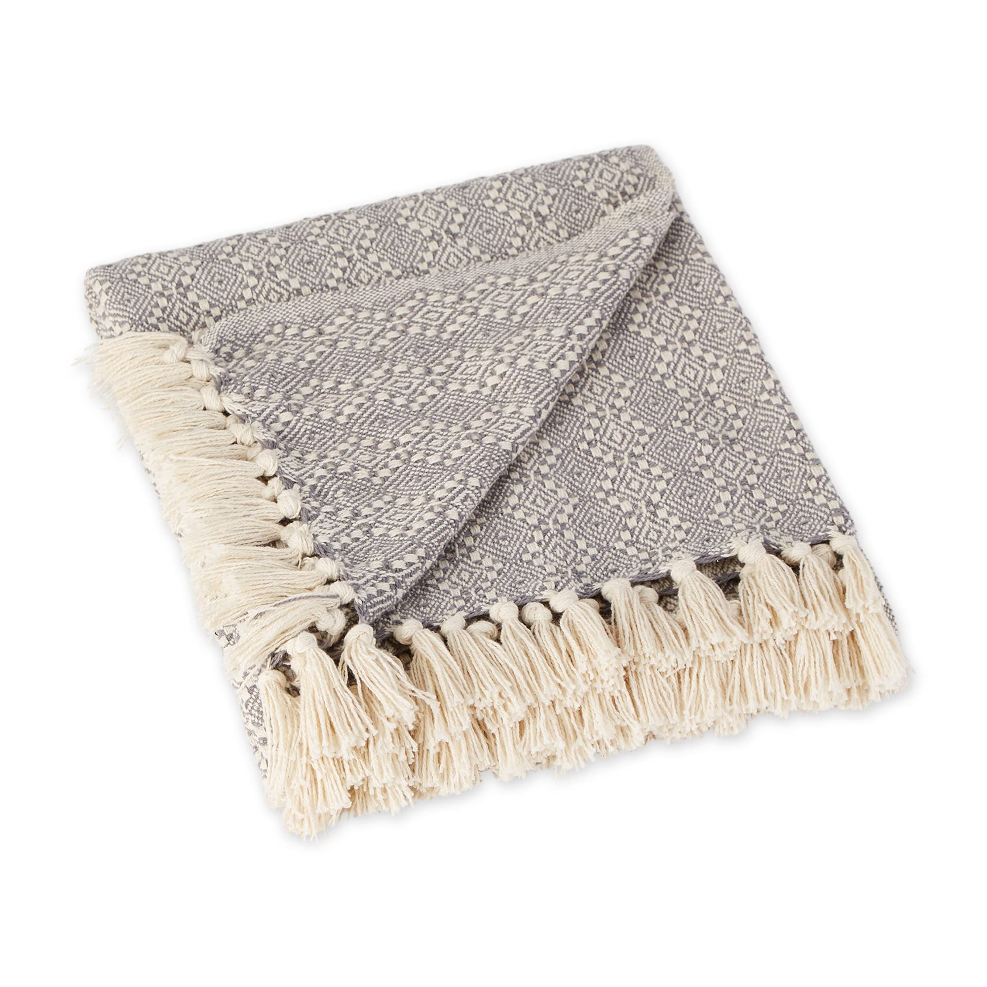 DII Diamond Stitch Woven Throw, Organic Modern, 50 x 60, Gray