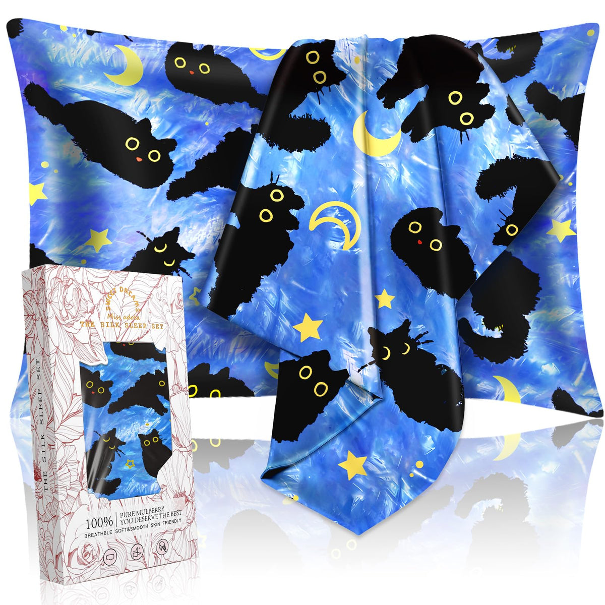 Miss Adola 2 Pack Mulberry Silk Pillow Case For Hair And Skin 19 Momme Standard 26'X20' Blue Moon Silk Pillowcase Soft Smooth