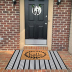 Black And White Striped Outdoor Rug Front Porch Rug 27.5'X43' Front Door Mat Cotton Hand-Woven Reversible Mats For Outdoor,Ent