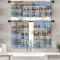 Tayney Farmhouse Kitchen Curtains Wooden Window Curtains Valance And Tier Set 36 Inch, Full Of Love Happiness Kitchen Rod Pocket
