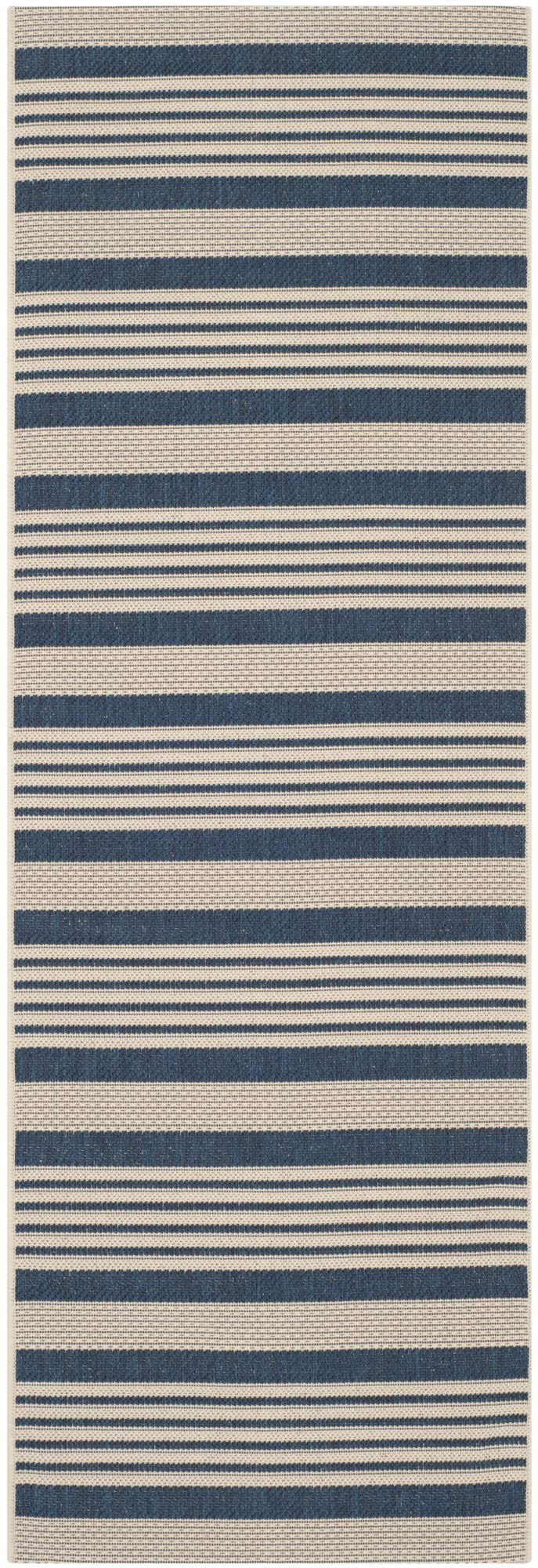 SAFAVIEH Courtyard Collection Runner Rug - 2'3'' x 6'7'', Navy & Beige, Non-Shedding & Easy Care, Indoor/Outdoor & Washable-Idea
