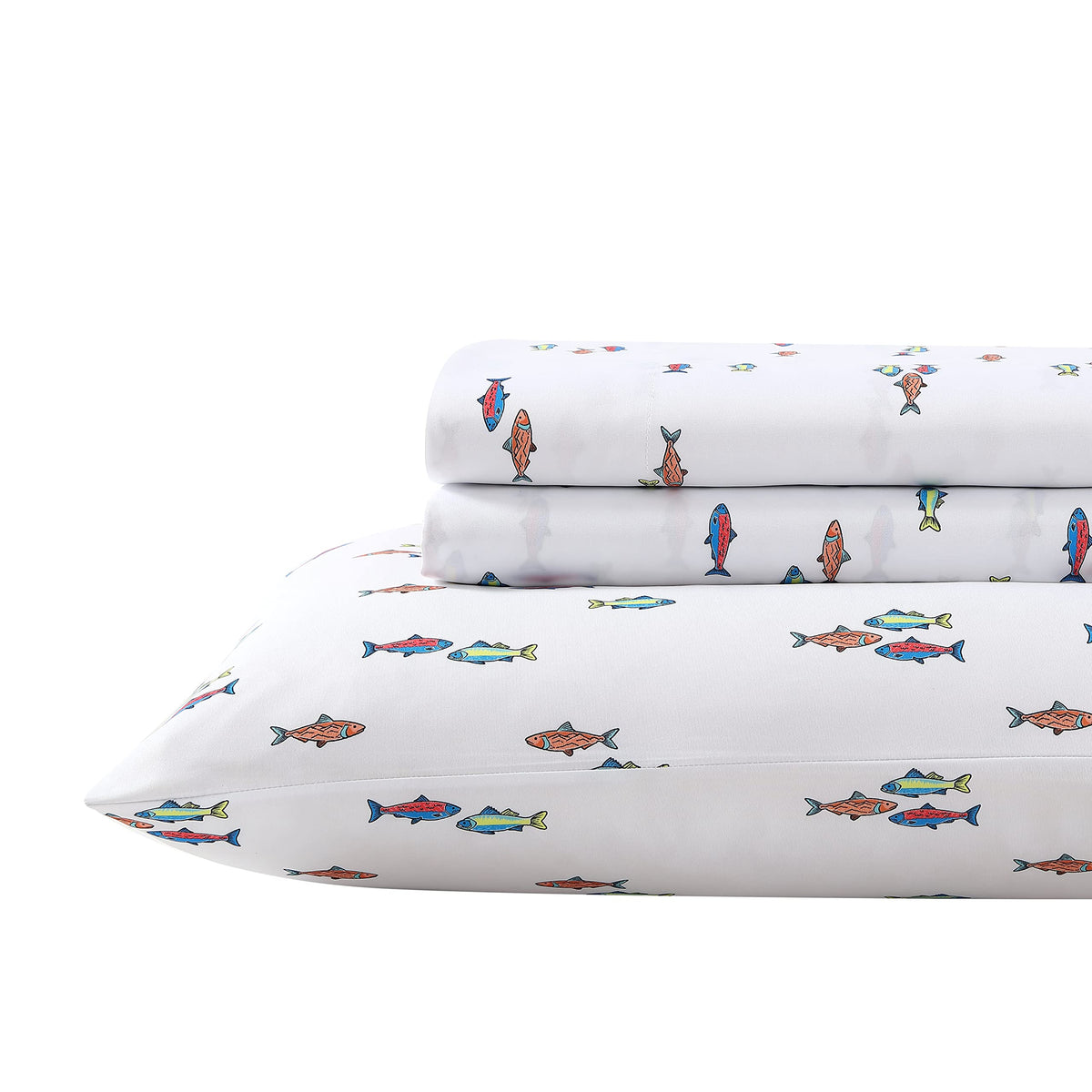 Eddie Bauer Kids - Queen Sheets, Stain Resistant Kids Bedding, Ideal for Toddler Bedding Set (Fish Lake White, Queen)