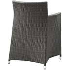 Modway Junction Wicker Rattan Outdoor Patio Dining Armchair With Cushion In Brown White