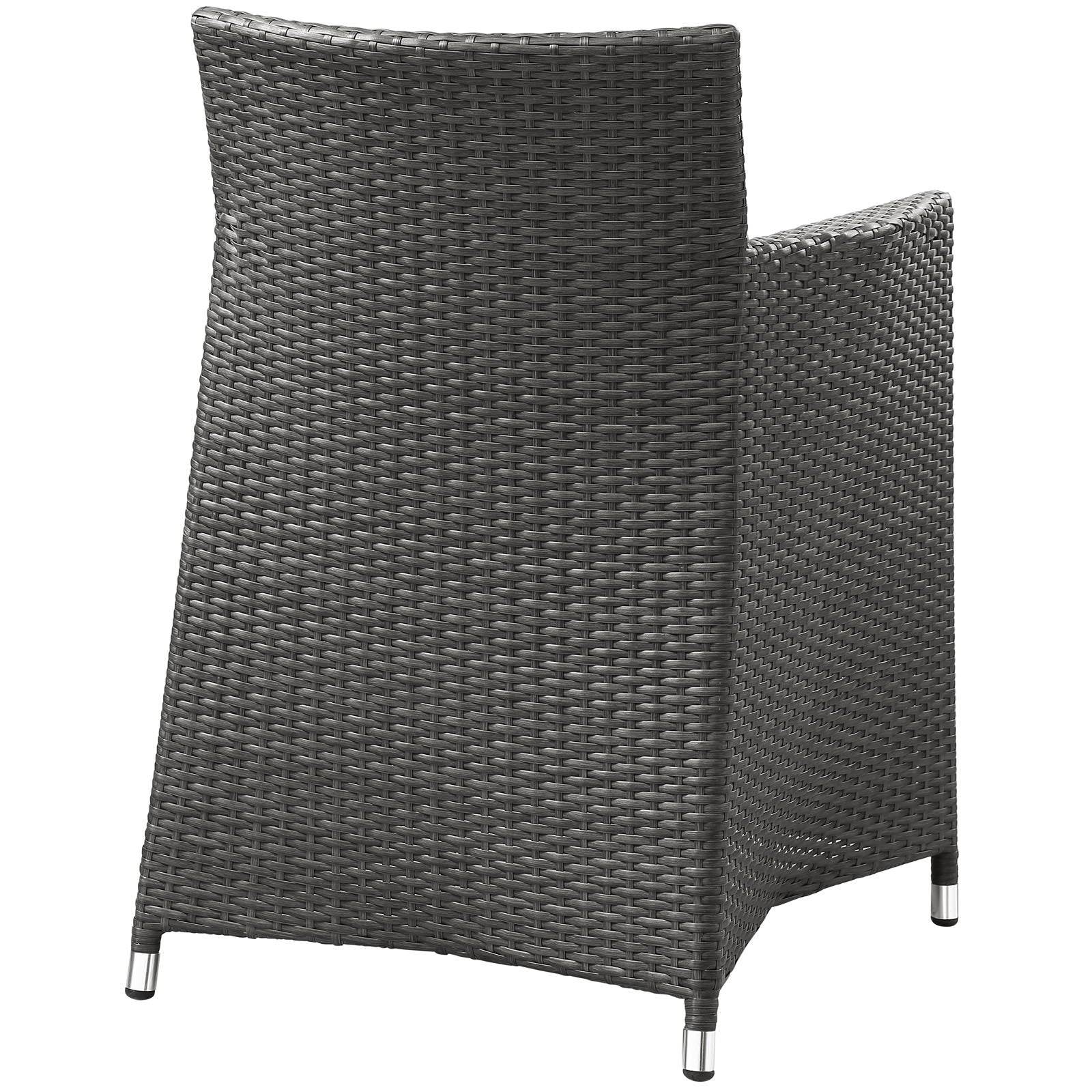 Modway Junction Wicker Rattan Outdoor Patio Dining Armchair With Cushion In Brown White