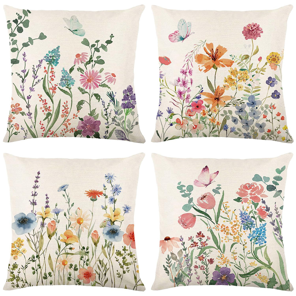Onfaon Spring Decorations For Home - Spring Pillow Covers 18X18, Outdoor Pillow Covers Spring Farmhouse Throw Pillow Cover Garde