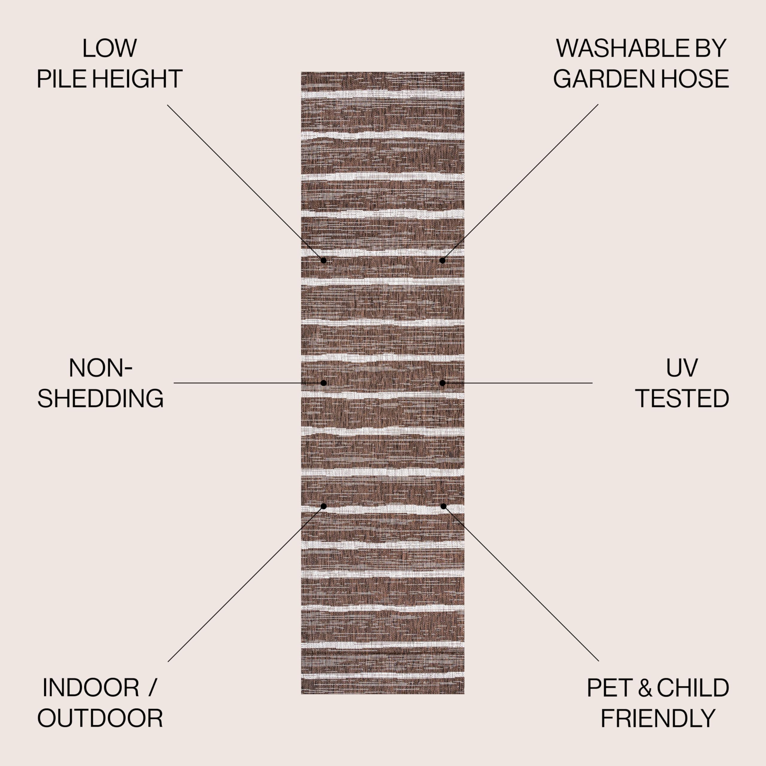 Jonathan Y Smb125B-210 Colonia Berber Stripe Indoor Outdoor Area Rug Bohemian Contemporary Easy Cleaning Bedroom Kitchen Backyard Patio Non Shedding, 2 X 10, Brown/Beige