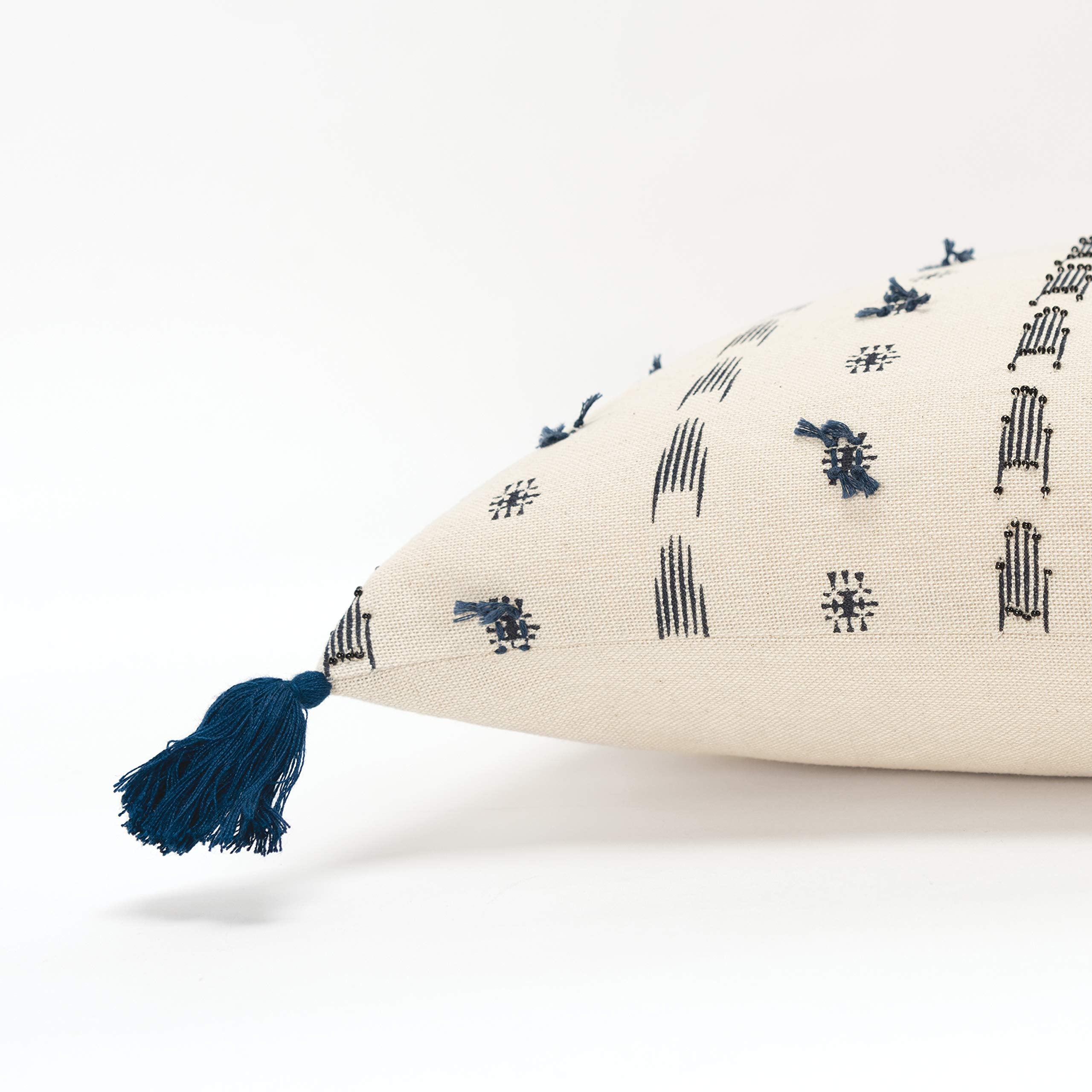 Rizzy Home Geometric 14&quot; x 26&quot; Down Filled Pillow with Cotton Cover-Natural