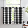 Treatmentex White-Black Check Kitchen Curtains 36Inch Length Buffalo Plaid Tier Curtain Set For Bathroom Caf   Curtain Set For B