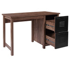 Flash Furniture New Lancaster Collection Crosscut Oak Wood Grain Finish Computer Desk With Metal Drawers