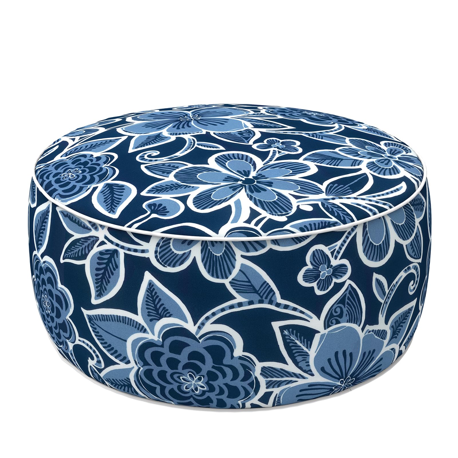LVTXIII Indoor/Outdoor Inflatable Ottoman with Handle D21 x H9 Inch, Weather-Resistant Round Footstool Pouf for Patio Camping Li