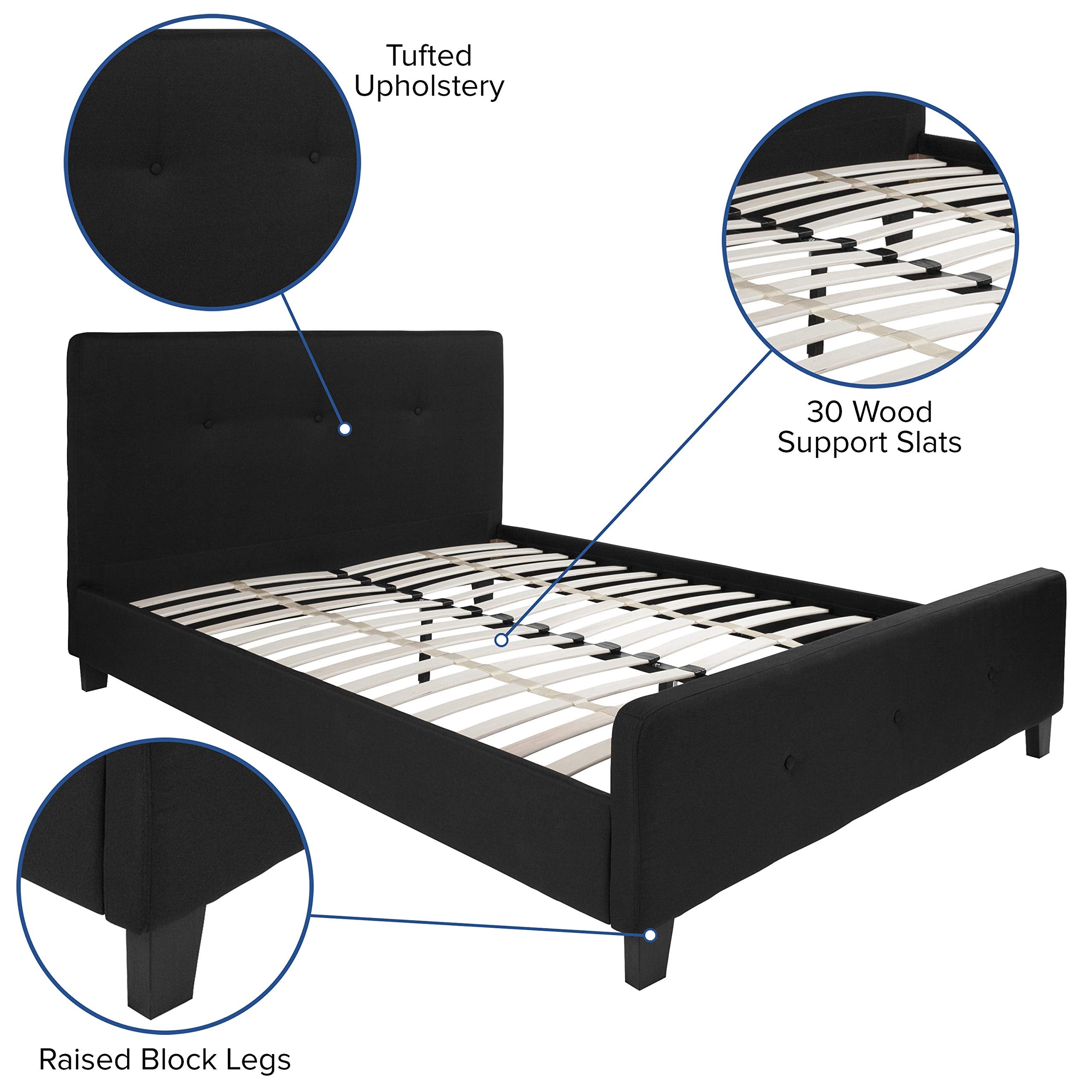 Flash Furniture Tribeca Queen Size Tufted Upholstered Platform Bed In Black Fabric