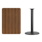 Flash Furniture 30'' x 42'' Rectangular Walnut Laminate Table Top with 24'' Round Bar Height Table Base