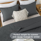 Andency Dark Grey King Size Quilt Bedding Set (106X96 Inch), 3 Pieces Soft Lightweight Bedspread Coverlet, Drak Gray Boho Summer
