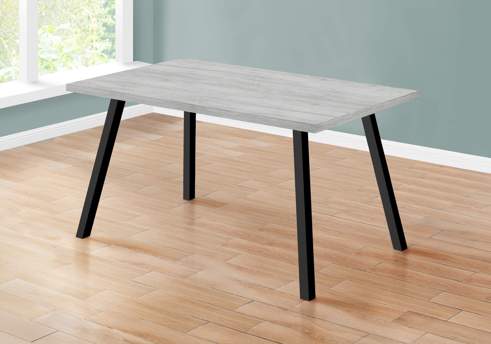 Monarch Specialties 36&quot;X 60&quot; / Grey Metal Dining Table, Gray/Black