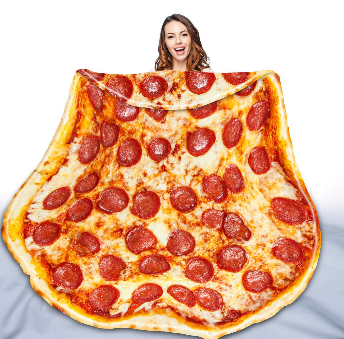 Qiyi Pizza Blanket For Adult Kids, Double Sided Giant Food Throw Blanket, Funny Pizza Gifts, 60' Novelty Round Blanket, Warm So