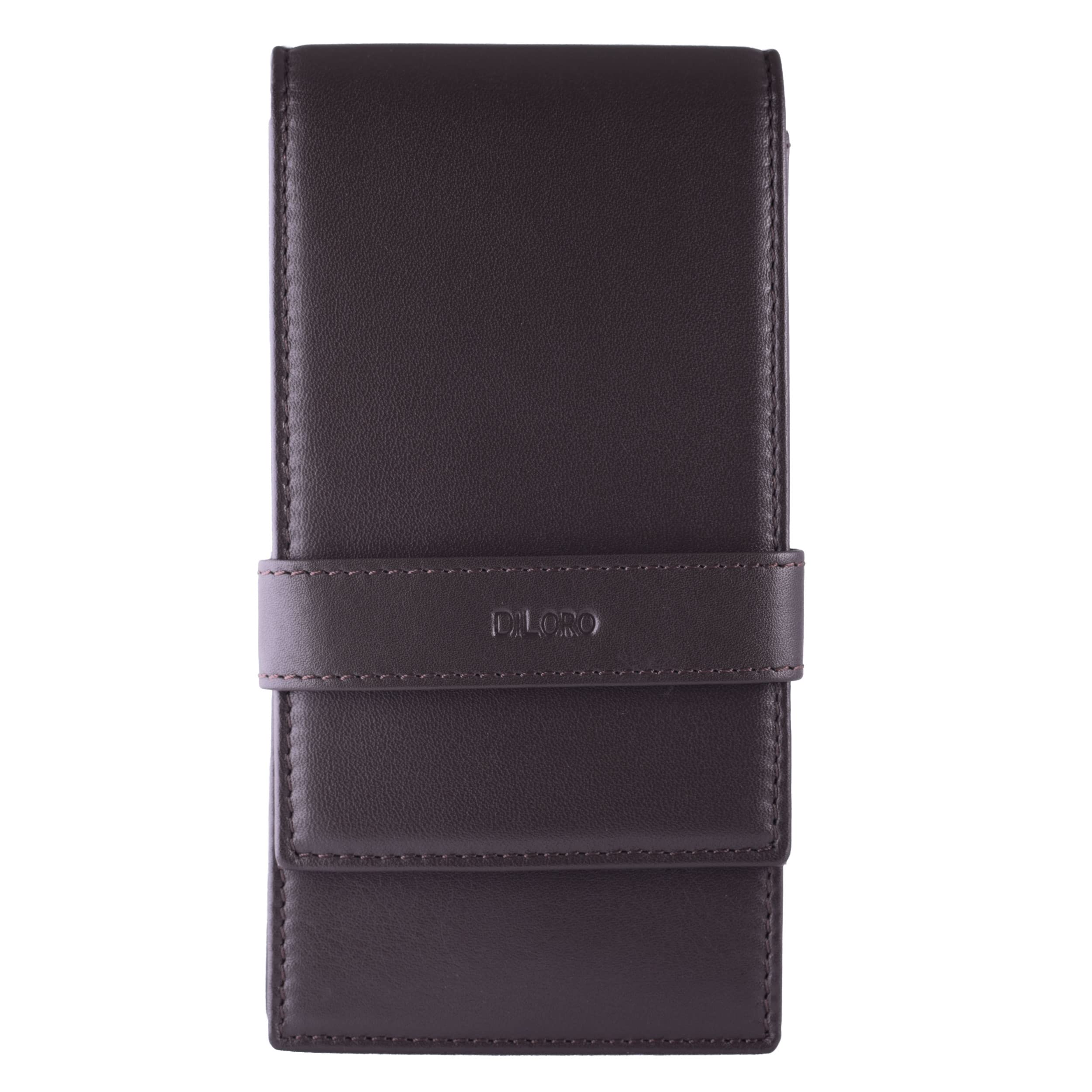 Diloro Leather Quad Pen Case Pencil Pouch Holder For Four Fountain Ballpoint Rollerball Pens And Pencils (Nappa Brown)