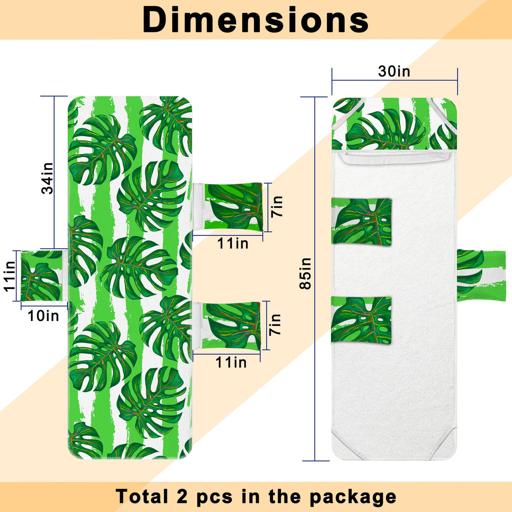 Ruikyhom Lounge Chair Towel Cover, Chaise Lounge Cover (Pack Of 2), Beach Chair Covers With 3 Pockets For Pool Sunbathing Beach
