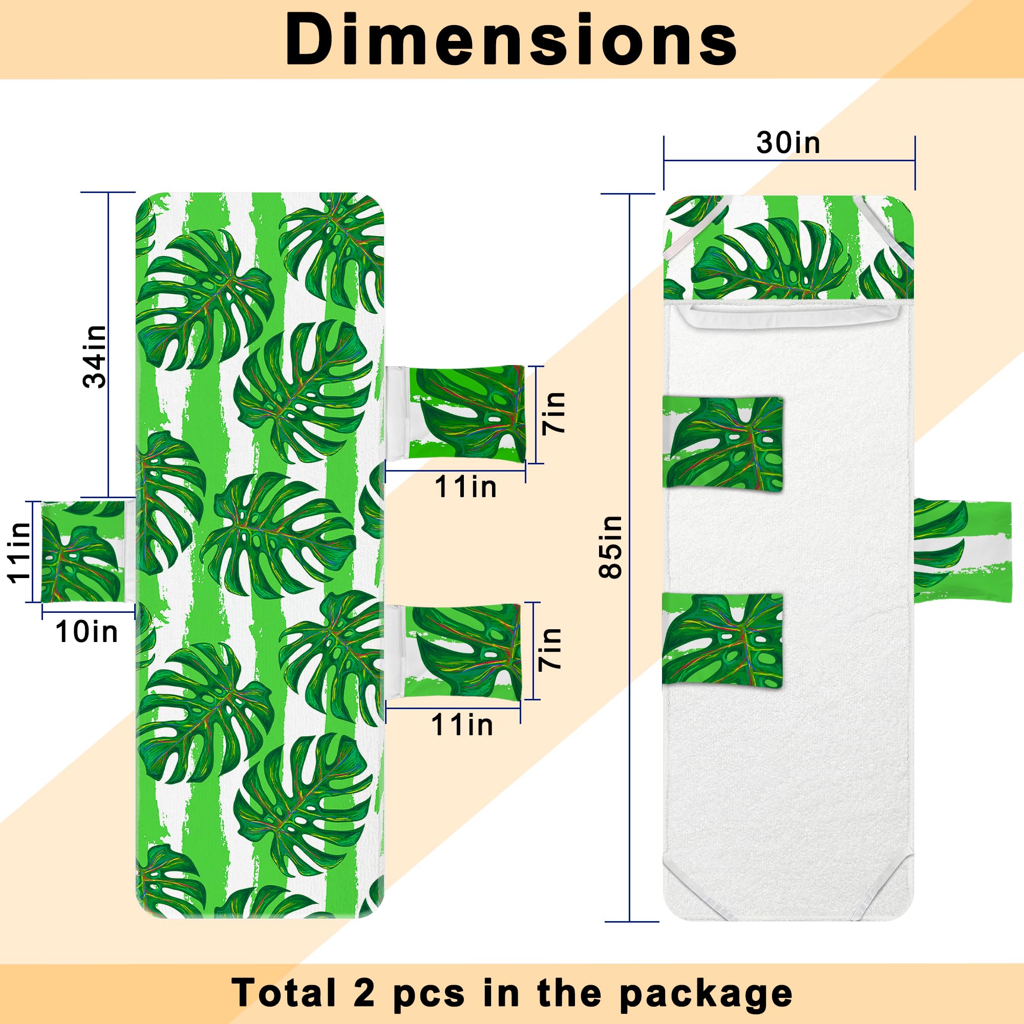 Ruikyhom Lounge Chair Towel Cover, Chaise Lounge Cover (Pack Of 2), Beach Chair Covers With 3 Pockets For Pool Sunbathing Beach