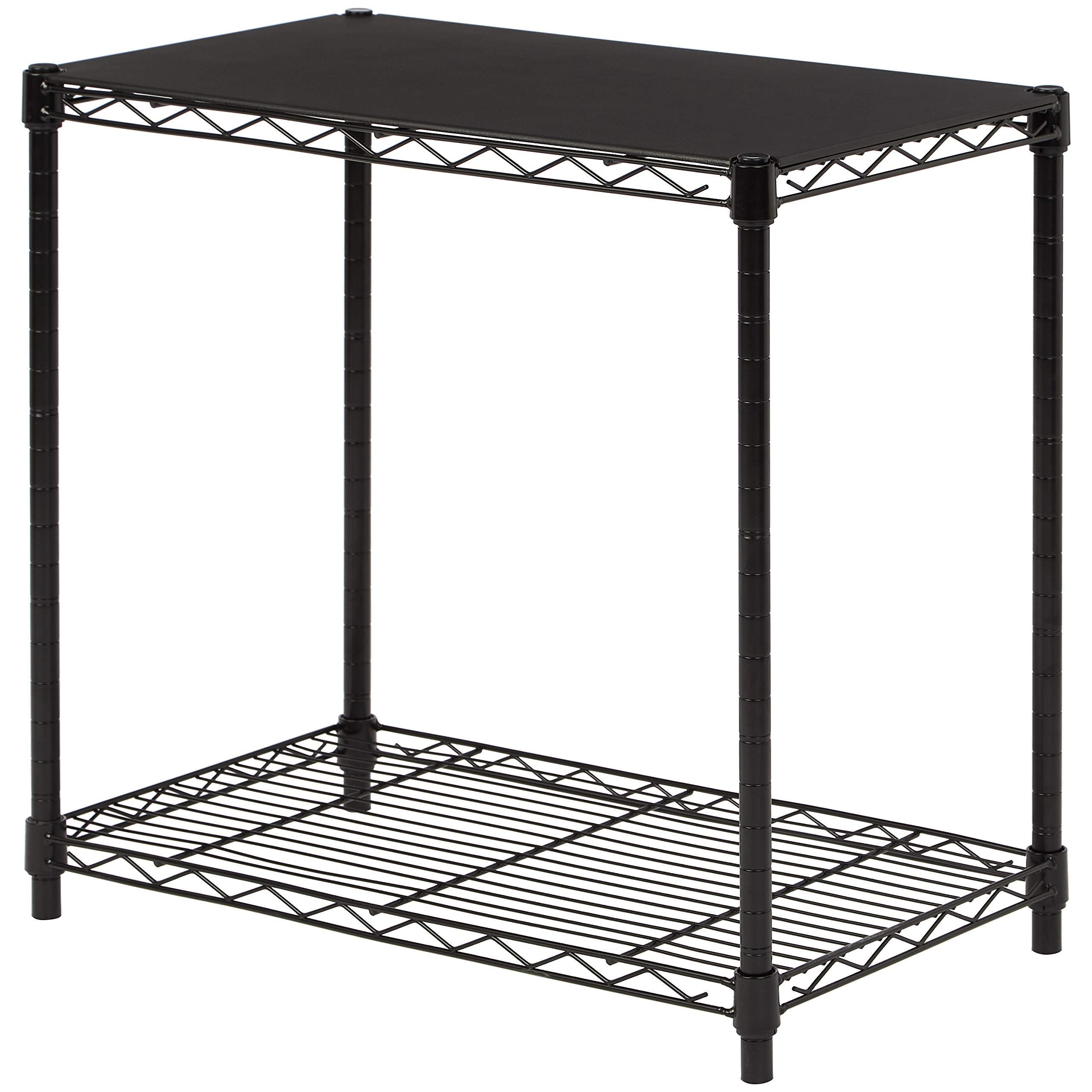 Amazon Basics 2-Shelf Stackable Storage, 13.3 D x 23.2 W x 22.2 H, Black