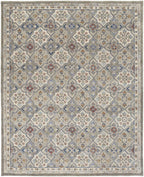 HomeRoots 514800 8 x 10 ft. Taupe Ivory & Red Wool Patchwork Hand Tufted Handmade Stain Resistant Rectangle Area Rug
