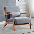 INZOY Mid Century Modern Accent Chair with Wood Frame, Upholstered Living Room Chairs with Waist Cushion, Reading Armchair for B