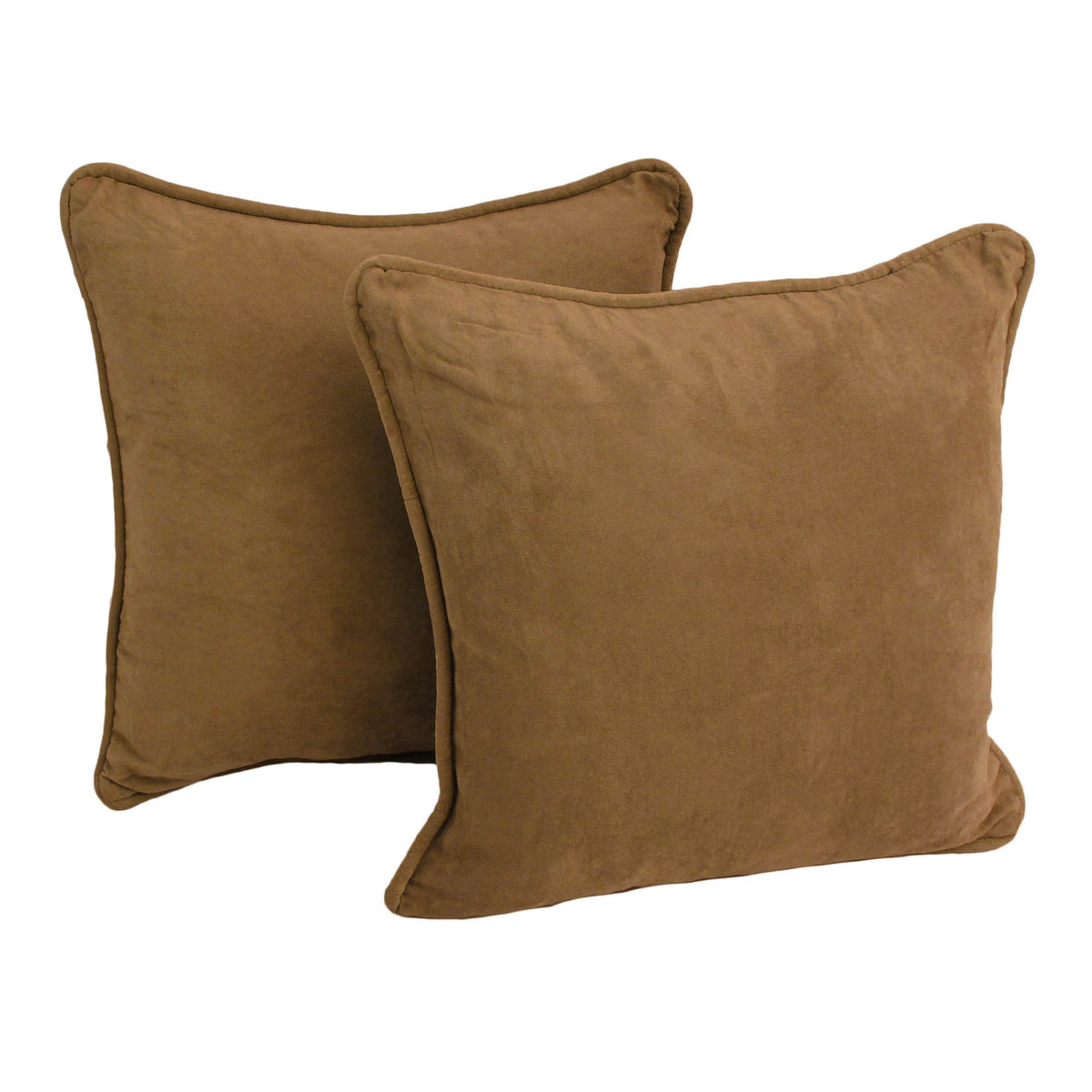 Blazing Needles Corded Microsuede Throw Pillow, 18&quot;, Saddle Brown 2 Count