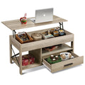 Wlive Coffee Table, 39' Lift Top Coffee Table With Hidden Compartment, Storage Drawers And Storage Shelf For Living Room, Reception Room, Grey
