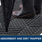 Smiry Front Door Mat Outside Entrance, Heavy Duty Natural Rubber Mat, Sturdy Trap Dirt And Moisture Indoor Outdoor Door Mat, Easy Clean Low Profile Doormat Outdoor Entrance, 47X24 Inch, Grey