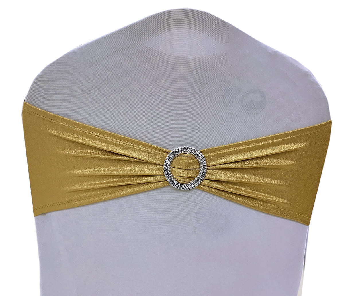 Mds Pack Of 50 Spandex Foil Chair Sashes Bow Sash Elastic Stretch Chair Bands Ties With Buckle For Wedding Lycra Slider Bow - Me