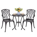 Nuu Garden Patio Bistro Sets 3 Piece Cast Aluminum Bistro Table And Chairs Set With Umbrella Hole Bistro Set Of 2 For Patio Backyard, Black