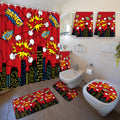 Nuanchu 6 Pcs Hero Themed Shower Curtain Set with Rug Bathroom Sets with Shower Curtain Bath Mat U Shaped Mat Toilet Lid Cover 2