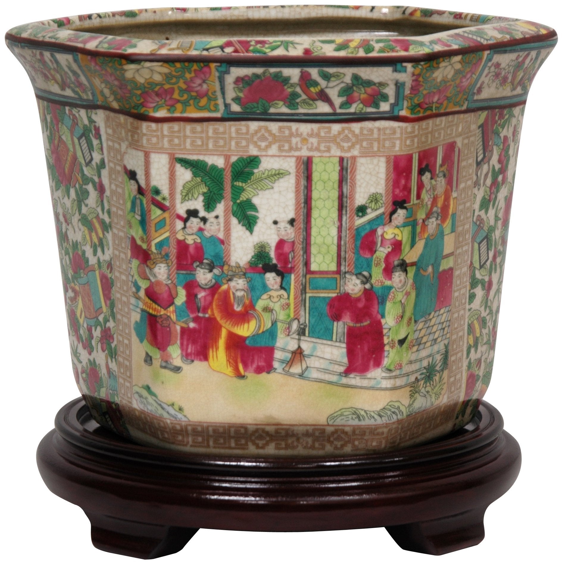 Oriental Furniture 10' Rose Medallion Porcelain Flower Pot