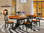 East West Furniture PLKE5-BCH-W 5 Piece Kitchen Table & Chairs Set Includes an Oval Dining Room Table with Butterfly Leaf and 4 Solid Wood Seat Chairs, 42x78 Inch, Black & Cherry