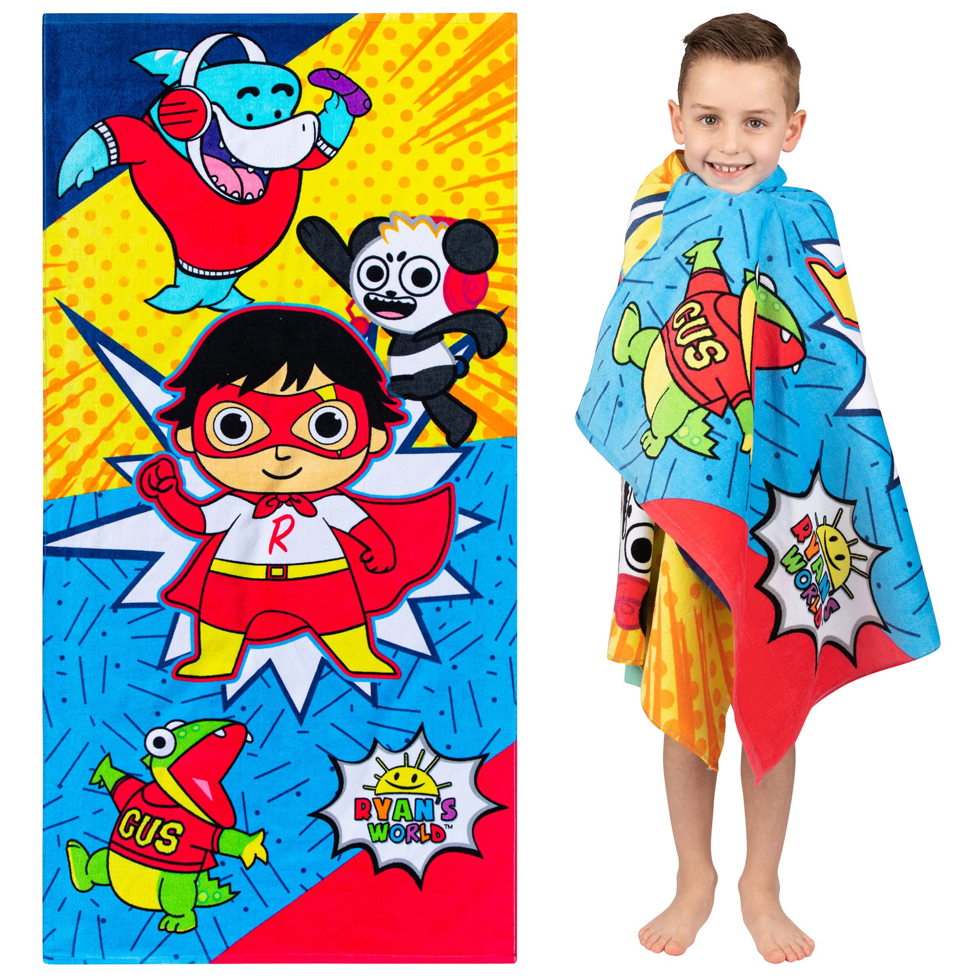Franco Kids Super Soft Cotton Beach Towel, 58 in x 28 in, Ryans World