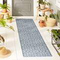 Nicole Miller New York Patio Country Danica Transitional Geometric Indoor/Outdoor Area Rug, Blue/Grey, 1'9'X7'2'